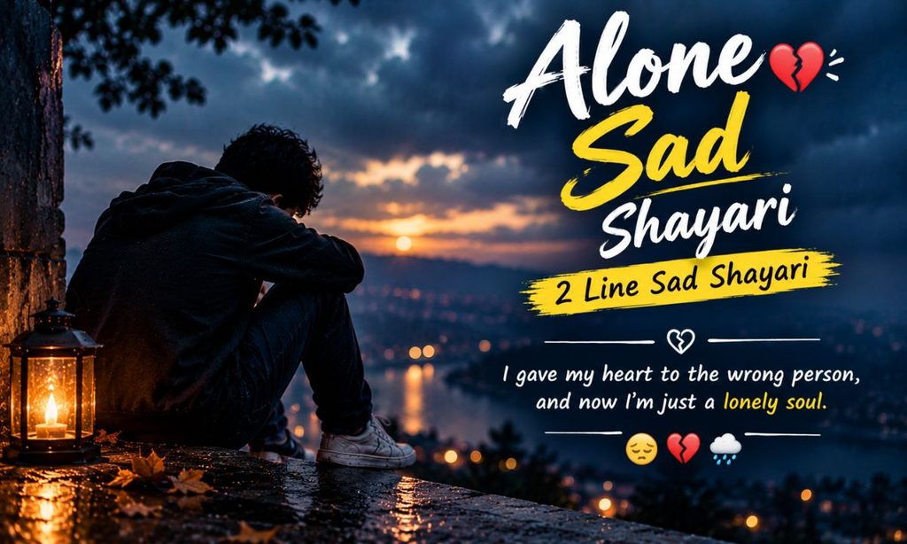 _alone sad 2 line sad shayari in english with emoji